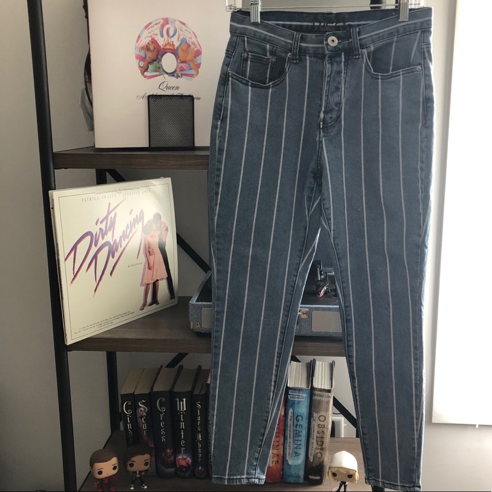 Striped High-Waisted Jeans
